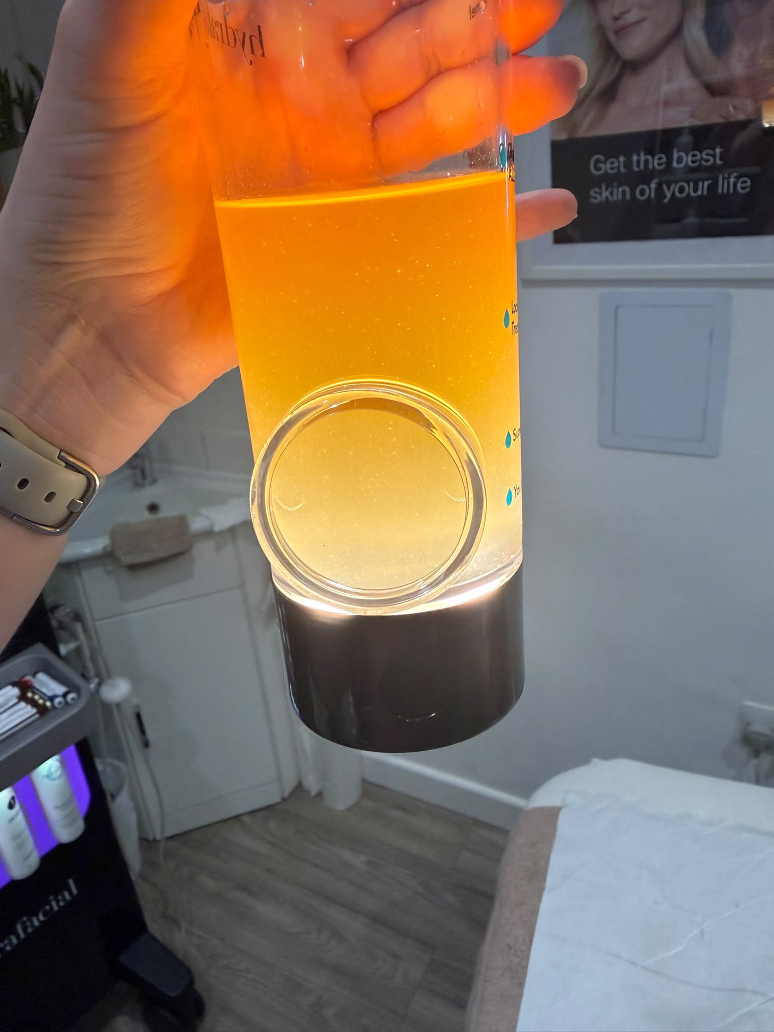 Hydra facial — extracted impurities collected in the treatment machine's container